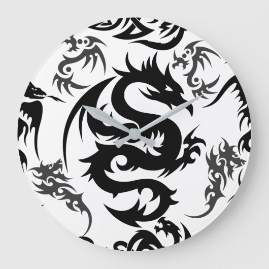 Dragons outline pattern 05.b.DOLP01 Große Wanduhr (Vorderseite)