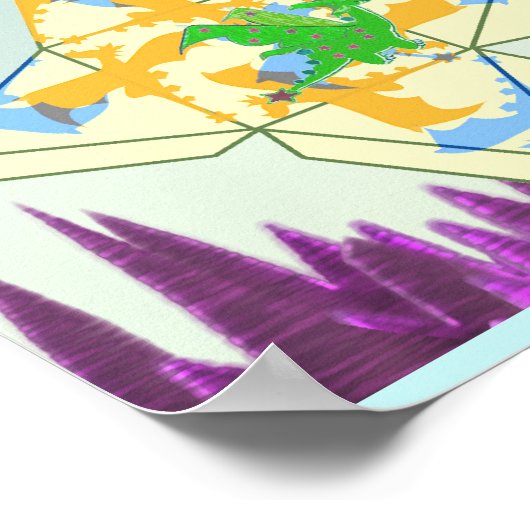 Dragons Pattern Falten a Cuboctahedron Poster (Ecke)