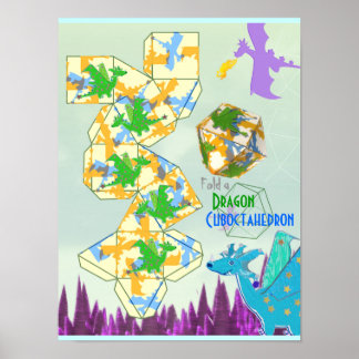 Dragons Pattern Falten a Cuboctahedron Poster