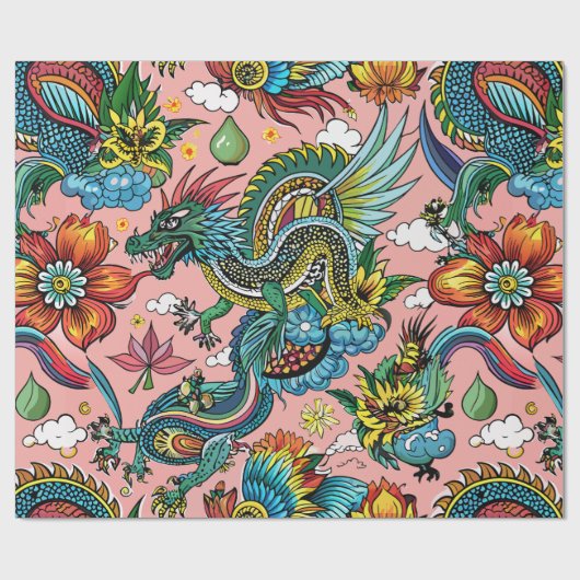 Dragons Rainbow Custom Pattern Geschenkpapier (Flach)