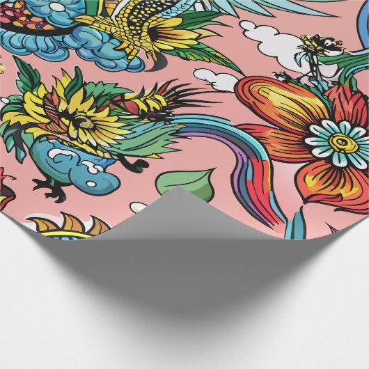 Dragons Rainbow Custom Pattern Geschenkpapier (Ecke)