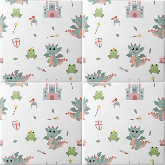 Dragons Ritter Burg Kinderzimmer Fliese