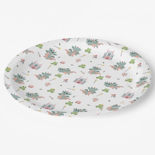 Dragons Ritter Burg Wilhelm Tell Pappteller (Schrägansicht)