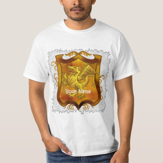 Dragons Shield-Familienwappen-Nachname T-Shirt (Vorderseite)