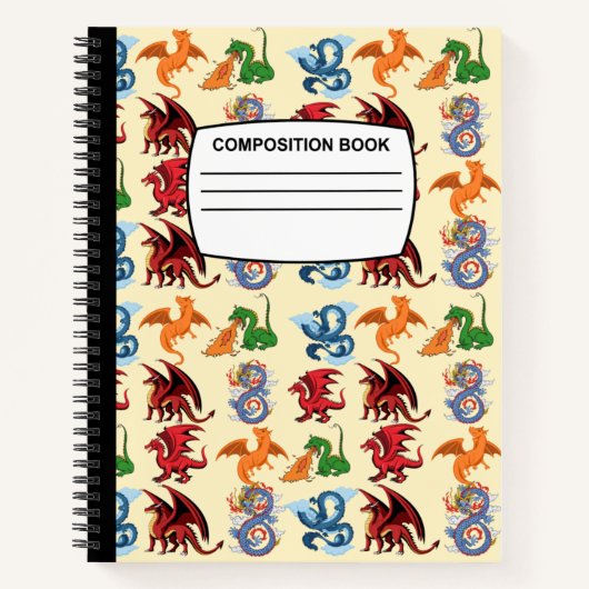 Dragons Spiralkomposition Notebook Notizblock (Vorderseite)
