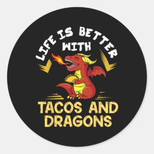 Dragons Tacos Frauen Männer Kinder Mexikanische Li Runder Aufkleber