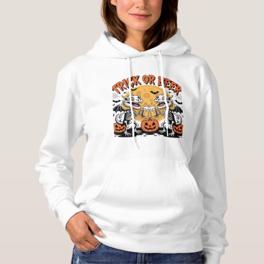 Dragons Trick oder Bier Skeletts Kunst Hoodie (Vorderseite)
