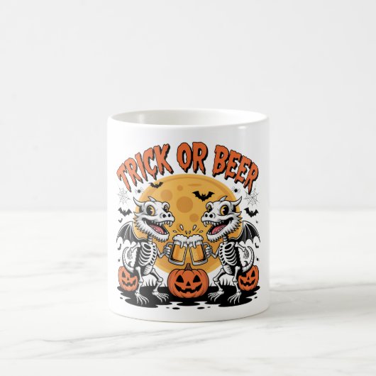 Dragons Trick oder Bier Skeletts Kunst Kaffeetasse (Mittel)