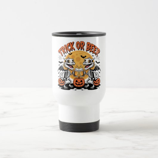 Dragons Trick oder Bier Skeletts Kunst Reisebecher (Mittel)