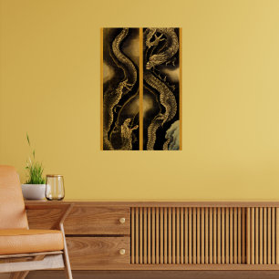 Dragons von Hokusai Poster