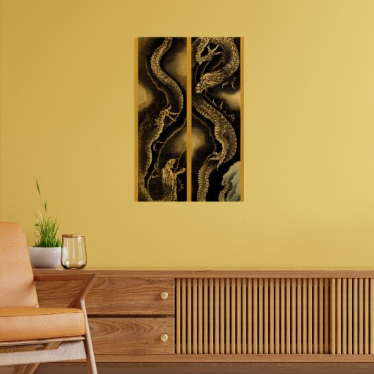 Dragons von Hokusai Poster (Wohnzimmer 2)