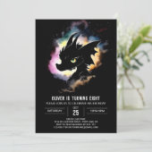 Dragon's Watercolor Dreamy Birthday Einladung (Stehend Vorderseite)