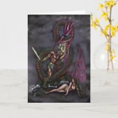 Dragonslayer Fantasy Art Card Karte (Gelbe Blume)