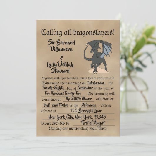 Dragonslayer-Rollen Einladung (Stehend Vorderseite)