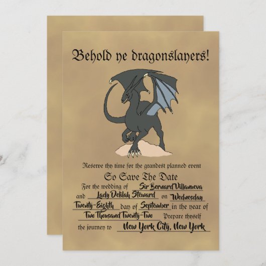 Dragonslayer-Rollen Save The Date (Vorne/Hinten)