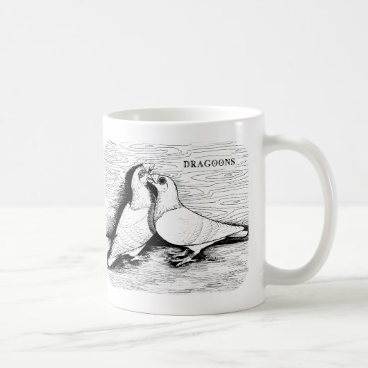 Dragoon Tauben Weißes Paar Kaffeetasse (Rechts)