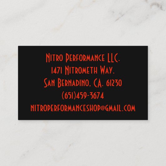 Dragster Visitenkarte (Rückseite)