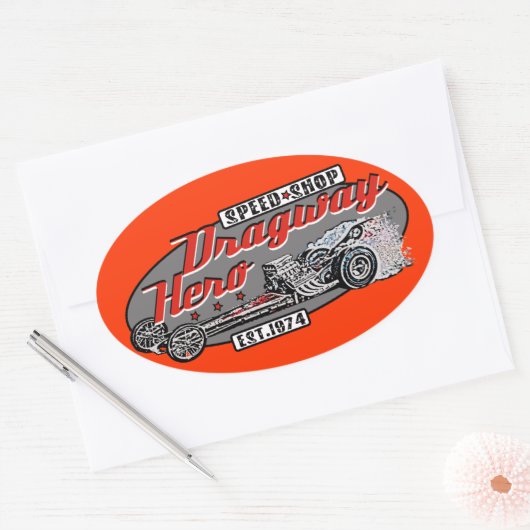 Dragway-Held Ovaler Aufkleber (Umschlag)