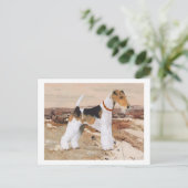 Draht-Fox-Terrier Herbst Postkarte (Stehend Vorderseite)
