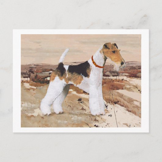Draht-Fox-Terrier Herbst Postkarte (Vorderseite)