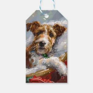 Draht-Fox-Terrier-Hund Weihnachten Festlich Geschenkanhänger