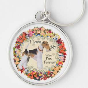 Draht-Fox-Terrier-Liebe Schlüsselanhänger