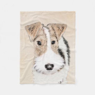 Draht-Fox-Terrier-Malerei - Niedliche Original-Hun Fleecedecke