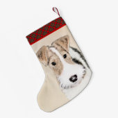 Draht-Fox-Terrier-Malerei - Niedliche Original-Hun Kleiner Weihnachtsstrumpf (Rückseite (Hängend))