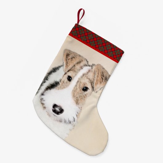 Draht-Fox-Terrier-Malerei - Niedliche Original-Hun Kleiner Weihnachtsstrumpf (Vorderansicht (hängend))