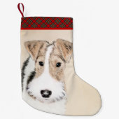 Draht-Fox-Terrier-Malerei - Niedliche Original-Hun Kleiner Weihnachtsstrumpf (Vorderseite)