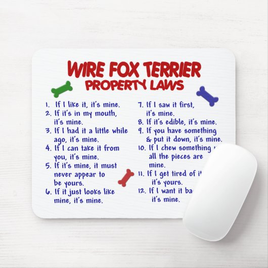 DRAHT-FOXTERRIER Eigentums-Gesetze 2 Mousepad (Mit Mouse)