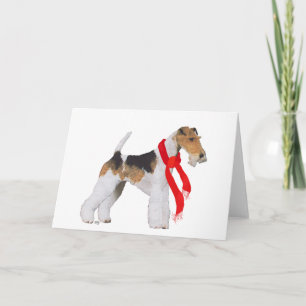 Draht-Foxterrier mit Schal Feiertagskarte