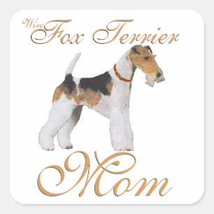Draht-Foxterrier Muttertag Quadratischer Aufkleber