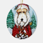 Draht-Foxterrier Sankt Keramikornament (Links)
