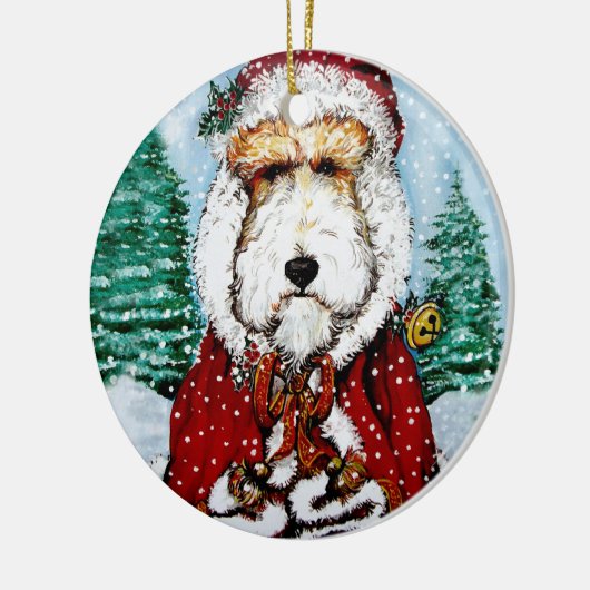 Draht-Foxterrier Sankt Keramikornament (Links)