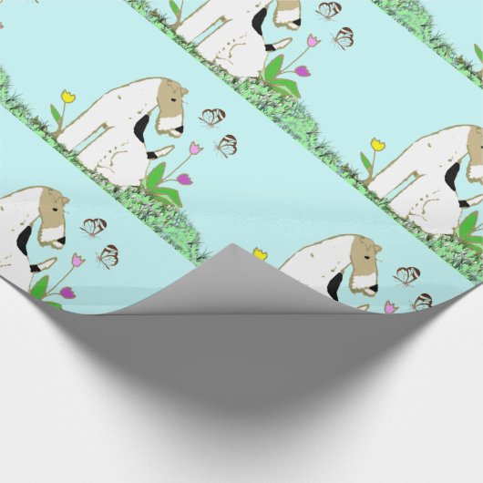 Draht-Foxterrier u. Schmetterling Geschenkpapier (Ecke)