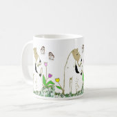 Draht-Foxterrier und Schmetterlinge Kaffeetasse (Vorderseite Links)