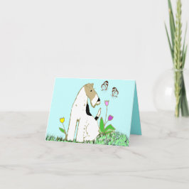 Draht-Foxterrier und Schmetterlinge Karte