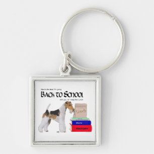 Draht-Foxterrier Zurück zur Schule Schlüsselanhänger
