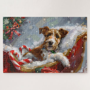 Draht-Fuchs-Terrier Hund Weihnachten Festlich Puzzle