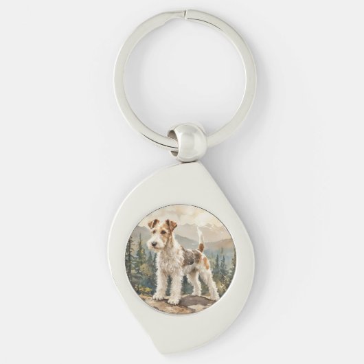 Draht-Fuchs-Terrier Schlüsselanhänger (Vorderseite)