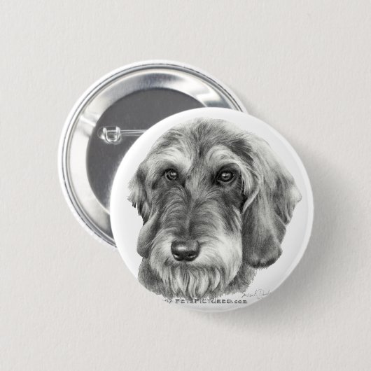 Draht-Haarige Dackel Button (Vorne & Hinten)