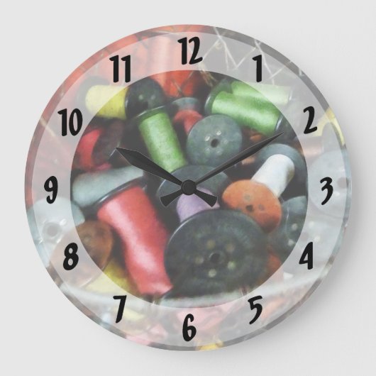 Draht-Korb mit Faden Große Wanduhr (Vorderseite)