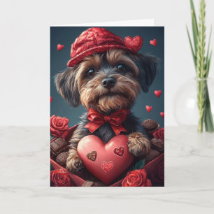 Drahtbart-Griffon-Herzen Valentinstag Karte