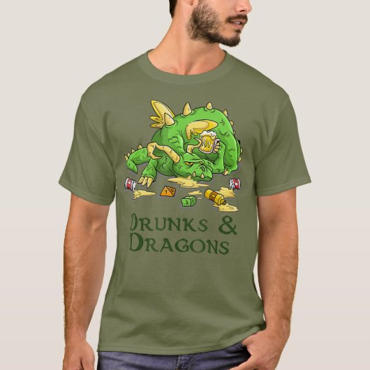 Drähte und Drachen Funny DM Dice Beer Tabletop T-Shirt (Vorderseite)
