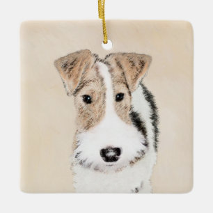 Drahtfox-Terrier-Malerei - niedliche ursprünglich Keramikornament