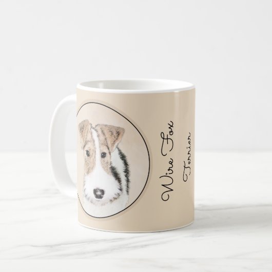 Drahtfox-Terrier-Malerei - niedliche ursprüngliche Kaffeetasse (Vorderseite Links)