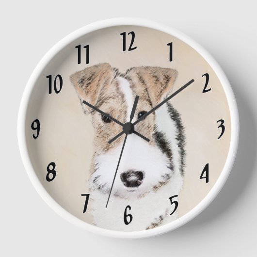 Drahtfox-Terrier-Malerei - niedliche ursprüngliche Wanduhr (Vorderseite)