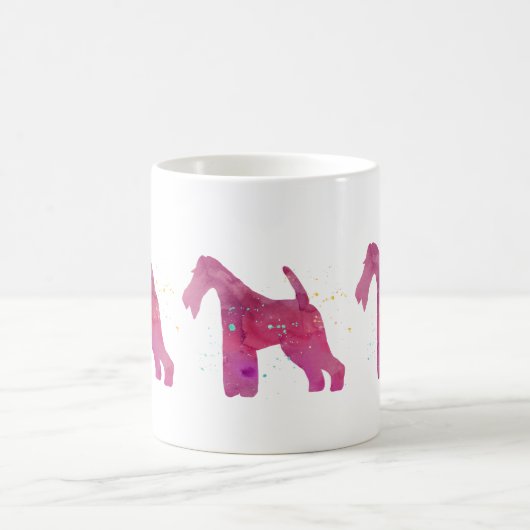 Drahtfox Terrier Silhouette Aquarellbild Kaffeetasse (Mittel)