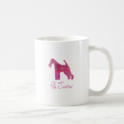 Drahtfox Terrier Silhouette Aquarellbild Kaffeetasse (Rechts)